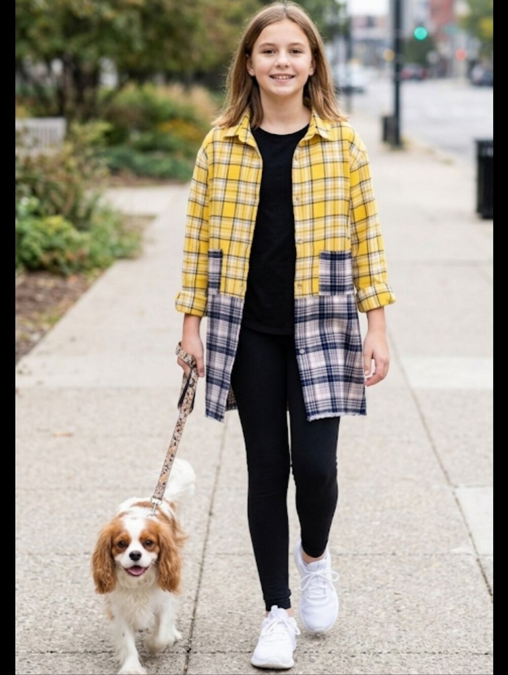 Girls M 2 plaid shirt duster M upcycled